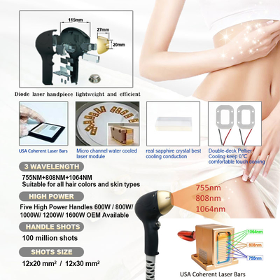 Diode Laser 120J 808nm Hair Removal Beauty Machine Device For Men 1Hz