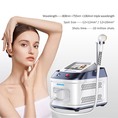 10Hz 1.2kw Effective Permanent 808nm Diode Laser Hair Removal Beauty Machine 12 X 20mm